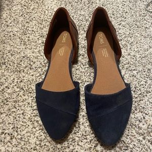 Tom's blue suede/leather flats, women's size 10